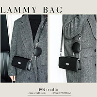 Túi xách nữ 1992 s t u d i o/ LAMMY BAG / màu đen kèm túi tròn phụ kiện, dây da phối xích