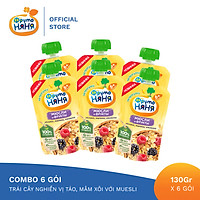 Combo 6 Gói Trái cây nghiền vị táo, mâm xôi với Muesli Fruto Nyanya 130g