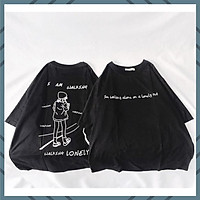 Áo Thun Nam Nử tay lỡ unisex from rộng I'M WALKING size dưới 65kg chất liệu vải tốt