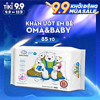 Khăn ướt làm sạch tinh khiết dành cho bé Oma&Baby với công thức Chlorhexidine Digluconate kháng khuẩn an toàn, dịu nhẹ trong khăn ( 85 tờ ) - Oma&Baby premium baby wet wipes ( 85 sheets per package)