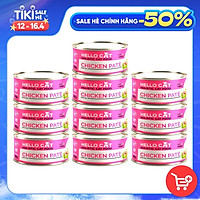 (Combo 10 Lon) Pate Tươi Dành Cho Mèo Kén Ăn Tất Cả Các Giống Mèo Ở Mọi Độ Tuổi Hương Vị Gà - Hello Cat Chicken Pate 190G