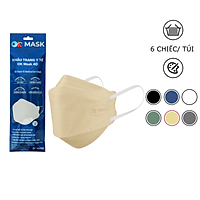 Khẩu Trang Y Tế 4D Ok Mask Màu Kem, Theo Thiết Kế Kf94, Đạt Chuẩn Kháng Khuẩn, Công Nghệ Nhật Bản (6 Chiếc/Túi)