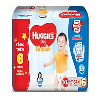 Tặng 6 Miếng - Tã Quần Huggies Dry size XL34 (34 Miếng) - Từ 12-17kg