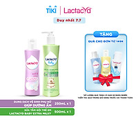 Bộ Dung Dịch Vệ Sinh Phụ Nữ Lactacyd Soft & Silky Dưỡng Ẩm 250ml + Sữa Tắm Gội Trẻ em Lactacyd Baby Extra Milky 500ml