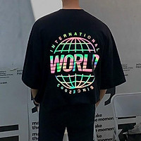 <FREE SHIP> Áo thun nam nữ unisex tay lỡ in phản quang chất thun co giãn 4 chiều (psworld)