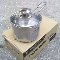 Quánh Nấu Bột Cháo Inox 430 Bếp Từ 3 Đáy Nắp Kính Fivestar (12cm)