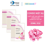 Hộp 12 miếng Mặt nạ dưỡng da tươi trẻ chiết xuất hoa mẫu đơn hoàng cung Bio-essence (12 miếng x 20ml)