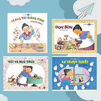 Combo 4 cuốn Ehon với chủ đề: "Cùng chơi với bà Ba Ba nào". Bao gồm: Trang trí giáng sinh - Dọn bùn - Xe trượt tuyết - Vất vả ngủ trưa.