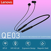 Tai nghe không dây Lenovo QE03 BT5.0 Nút tai đeo cổ từ tính W/MIC/8 giờ thời gian phát/chống thấm nước IPX5/chuyển động âm thanh nổi HiFi
