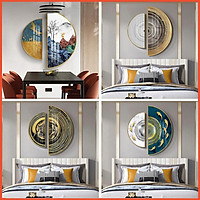Tranh bán nguyệt tráng gương treo tường cá chép hoa sen decor trang trí phòng khách & phòng ngủ cao cấp tặng đinh 3 chân