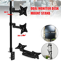 14~24'' Dual HD LCD LED Desk Mount Monitor Stand Bracket Screen TV 2 Arm Holder