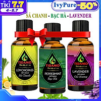 Combo 3 Tinh Dầu Sả Chanh + Tinh Dầu Bạc Hà + Tinh Dầu Oải Hương (Lavender) - Tinh Dầu Xông Phòng Nguyên Chất Giúp Thư Giãn, Đuổi Muỗi Và Thơm Phòng (3 chai 10ML)