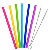 Muti-color Reusable Water Juice Straw Easy Cleaning for Travel Silicone Drinking Straws and Cleaners Sets Kitchen Supplies