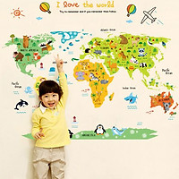Decal dán tường tranh dán phòng bé yêu vừa học vừa chơi AmyShop DB065 (88 x 110 cm)