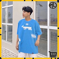 Áo thun Uncover màu xanh biển form rộng tay lỡ unisex nam nữ