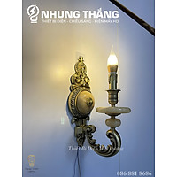 Đèn Tường Nến Đồng Đá Cổ Điển Cao Cấp 8852-1 - Đèn Trang Trí Phòng Khách , Phòng Thờ - Tặng Kèm Bóng Led