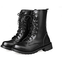 Giày nam combat boot da trơn S061