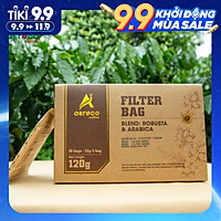 Cà phê AEROCO nguyên chất 100% rang mộc hậu vị ngọt thơm quyến rũ, CF phin giấy hộp 120g túi lọc