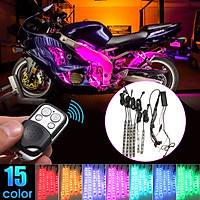 Motorcycle CAR Flexible Multi 15 Color SMD RGB 6 Strip LED Light + Remote