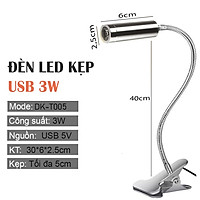 Đèn đọc sách kẹp bàn đầu giường Led 3W, Ánh sáng chiếu rọi, Nguồn USB 5V