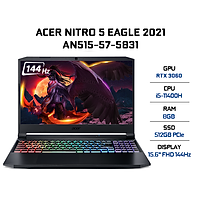 Laptop Acer Nitro 5 AN515-57-5831 (Core i5-11400H/ 8GB DDR4 3200MHz/ 512GB SSD M.2 PCIE/ RTX 3060 6GB GDDR6/ 15.6 FHD IPS, 144Hz/ Win10) - Hàng Chính Hãng