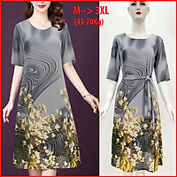 Váy Đầm Trung Niên Dự Tiệc Form Rộng Bigsize Kiểu Đầm Suông In Hoa Đỏ Lớn - THỜI TRANG TRUNG NIÊN ROMI 3314 - XÁM HOA TRẮNG 3244 - L 53-58KG