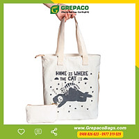 Túi Tote Thời Trang Nữ Vải Bố Canvas Cao Cấp Có Khóa Kéo Và Ngăn Phụ Trong Ngoài Tặng Túi Mỹ Phẩm Mini – Sản Phẩm Hot 2020
