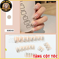 Móng Giả Nail Thời Trang Móng Tay Giả Cao Cấp 24 Móng Họa Tiết Sang Chảnh Hoa Văn Và Đính Đá Màu Đỏ, Nhiều Màu Và Trong Suốt Loại Dài Ngắn Có Keo Dán Sẵn Dễ Sử Dụng Tặng Cột Tóc N66-N67