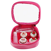 2 Set Mini Contact Lens Box Travel Soaking Case with Storage Zipper Pouch Black