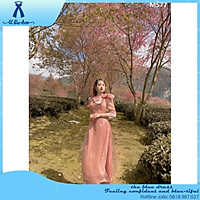 QUẢNG CHÂU CAO CẤP Áo dài cách tân nữ hồng nơ cổ siêu hot 2021 tặng kèm quần hồng đậm lady xanh bigsize c