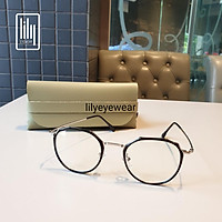 Gọng kính cận nam nữ Lilyeyewear mắt đa giác , thiết kế đặc biệt , mắt nhựa phối gọng 8854