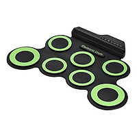 Bộ Trống Điện Tử Cầm Tay USB Bằng Silicone Có Bàn Đạp Chân Trống (7 Tấm) - Xanh Lá