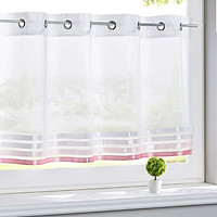 Short Window Curtain with Punch Holes Cafe Half Curtains. Pink - 45x90cm
