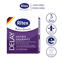 Bao cao su Ritex Delay kéo dài thời gian hộp 3 bao - Hàng nhập khẩu chính hãng