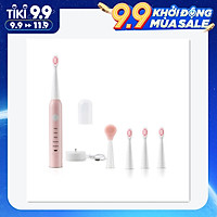Bàn Chải Đánh Răng Điện Siêu Âm Sonic Có Thể Sạc Lại Ipx7 Usb Sạc Nhanh Với 4 Đầu Bàn Chải Thay Thế Cho Người Lớn
