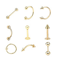 Set 9 khuyên tai, môi, mũi, rốn thép titan 316l không rỉ
