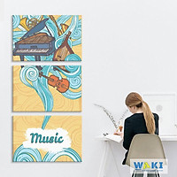 Bộ 3 tranh trang trí canvas “I love music” – W170
