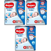 Combo 3 Gói Tã Dán Sơ Sinh Huggies S88 (4kg-8kg) - Gói 88 Miếng - Bao Bì Mới