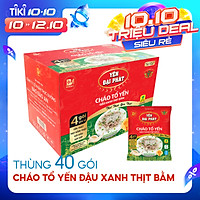 Thùng Cháo Tổ Yến Đậu Xanh Thịt Bằm - Yến Đại Phát (40 gói x 50gram) 4 gói gia vị, ăn liền, tiện lợi, thơm ngon.