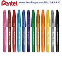 Bộ 12 cây bút lông viết thư pháp hiện đại Pentel SES15C - Calligraphy Fude Touch Sign
