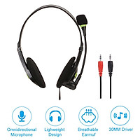 Lightweight 3.5mm Plug Wired Headphones With HD Microphone Office Home Working Gamer Headset