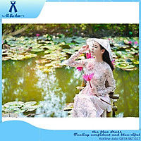 QUẢNG CHÂU CAO CẤP Áo dài cách tân nữ thêu hoa 3D nổi hot hit kèm quần lady xanh bigsize công chúa tiệc c