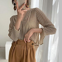 Áo Voan Dài Tay In Họa Tiết Xinh Xắn Theo Phong Cách Retro Dành Cho Nữ