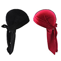 2x Foldable Unisex Bandana Long-Tail Muslim Head Wraps Turban Cap Head Scarf