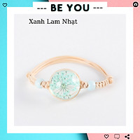 Vòng Tay May Mắn Quả Cầu Thủy Tinh Chứa Hoa Khô Xinh Xắn, Họa Tiết Hoa Bồ Công Anh