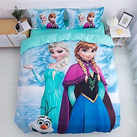 Bộ Chăn Ga Gối Cotton Magic Công Chúa Anna Và Elsa