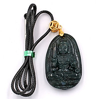 Vòng cổ Bất động minh vương cẩm thạch xanh đậm 3.6 cm