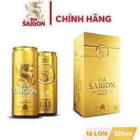Thùng 18 lon bia SAIGON GOLD - 330ml - Mới