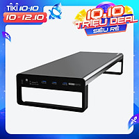 Chân đế màn hình nhôm Vaydeer USB 3.0 Đế kim loại Riser với cổng âm thanh 3,5 mm + Đầu đọc thẻ tích hợp TF + SD + USB 3.0