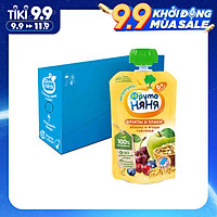 Thùng 12 Gói Trái cây nghiền vị táo, quả mọng và yến mạch Fruto Nyanya 130g